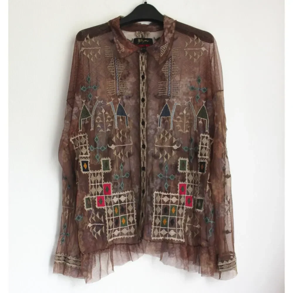 JOHNNY WAS Biya Daman Melbina Mesh Blouse, New, Size XL - Picture 1 of 5